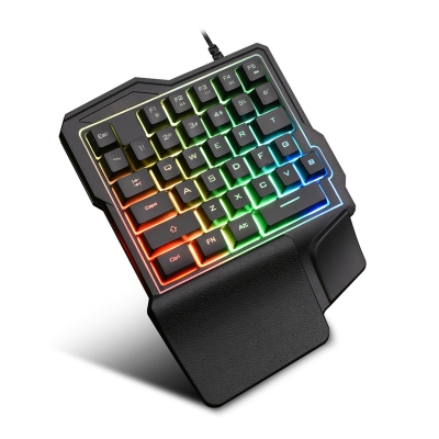 Popular RGB Rainbow One Hand Gaming PC Keyboard
