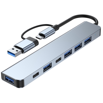 7 in 1 USB Hub USB3.0*1+USB2.0*4+USB-C*1+PD*1