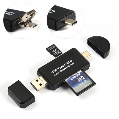 USB 2.0/MICRO USB+TYPE-C OTG 3 in 1 Type - C Card Reader All in One Card Reader